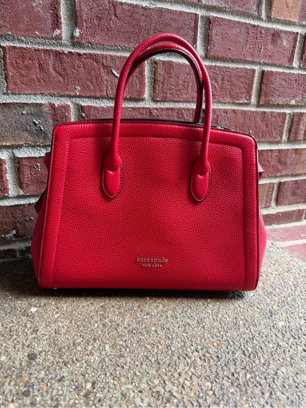 kate spade Red Pebbled Knott Leather Satchel